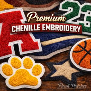 Custom Chenille Patch | Varsity Letterman Jacket, Backpack, Apparel Embroidery (Iron On/Sew On)