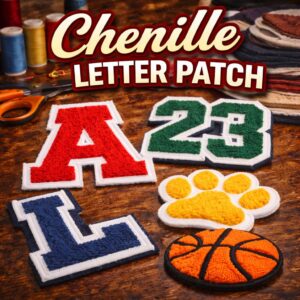 Custom Chenille Letter Patch | Varsity Alphabet Iron On sew on Velcro Backing